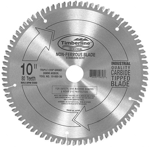 Amana Tool - 10" Diam, 5/8" Arbor Hole Diam, 60 Tooth Wet & Dry Cut Saw Blade - Carbide-Tipped, Chip Free Action, Standard Round Arbor - Exact Tool & Supply