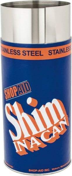 Made in USA - 1.25 m Long x 150 mm Wide x 0.25 mm Thick, Roll Shim Stock - Stainless Steel - Exact Tool & Supply