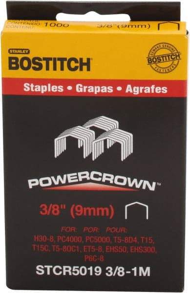 Stanley Bostitch - 3/8" Long x 7/16" Wide, 18 Gauge Crowned Construction Staple - Steel, Chisel Point - Exact Tool & Supply