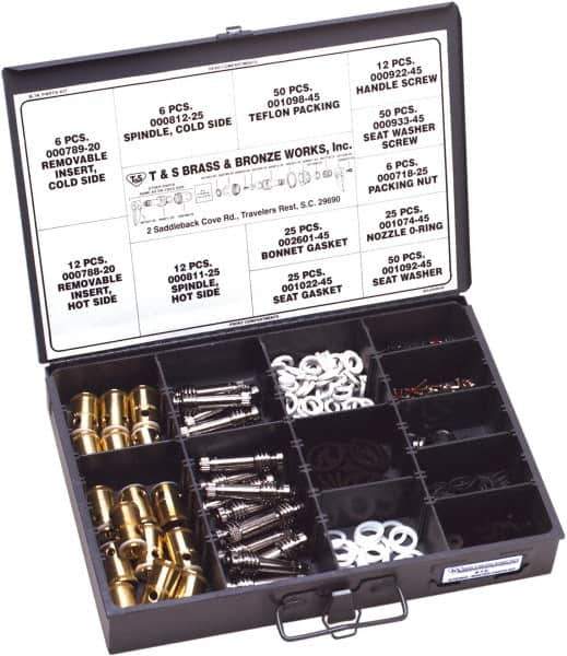 T&S Brass - 267 Pieces Boxed Faucet Repair Kit - Master Parts Kit Style - Exact Tool & Supply
