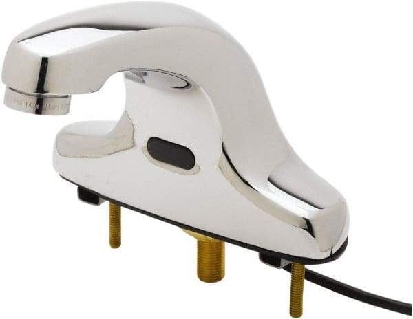 T&S Brass - Deck Mounted Single Hole Electronic User Adjustable Temperature Control Mixer Faucet - Powered by 120 Volt AC/DC, 5" Cast Spout, 4" Mounting Centers - Exact Tool & Supply