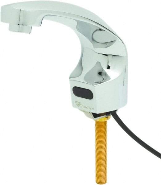 T&S Brass - Deck Plate Mounted Electronic User Adjustable Temperature Control Mixer Faucet - Powered by 120 Volt AC/DC, 5" Cast Spout, Single Hole Mounting Centers - Exact Tool & Supply