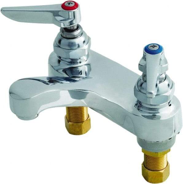 T&S Brass - Lever Handle, Deck Mounted Bathroom Faucet - Lavatory Faucet with Pop Up, No Drain, Standard Spout - Exact Tool & Supply