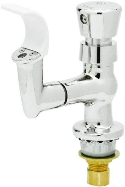 T&S Brass - Faucet Mount, Single Hole Deck Mounted Single Hole Faucet - Water Bubbler, Push Button Handle, Integral Spout, No Drain - Exact Tool & Supply