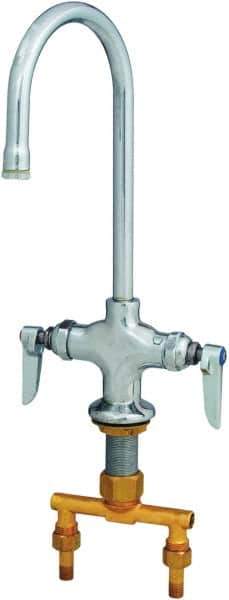 T&S Brass - Faucet Mount, Deck Mounted Single Hole Faucet without Spray - Rigid Base Faucet, Lever Handle, Gooseneck Spout, No Drain - Exact Tool & Supply