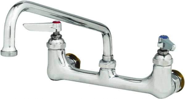 T&S Brass - Wall Mount, Kitchen Faucet without Spray - Swivel Base Faucet with Ceramic Cartridges, Lever Handle, Low Spout, No Drain - Exact Tool & Supply