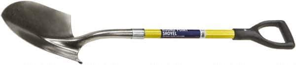 Ability One - 12" High x 9" Wide Round Steel Shovel - 29" Long Fiberglass Straight Handle - Exact Tool & Supply