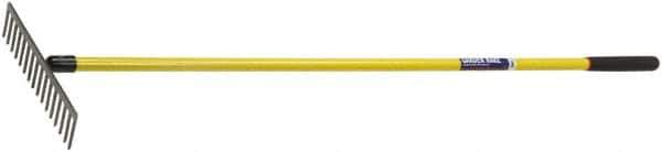Ability One - Flat Rake with 62" Straight Fiberglass Handle - 16 Tines, 3" Tine Length - Exact Tool & Supply