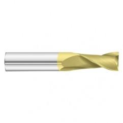 1" Dia. x 4 Overall Length 2-Flute Square End Solid Carbide SE End Mill-Round Shank-Center Cut-TiN - Exact Tool & Supply