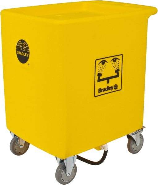 Bradley - 56 Gallon Eye Wash Station Waste Cart - Compatable with Bradley Portable Eye Wash Station S19-921, Includes 2 Clearly Marked Eye Wash Signs - Exact Tool & Supply