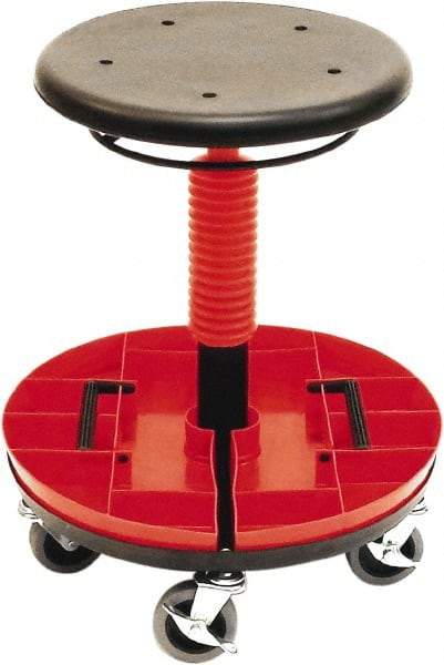 ShopSol - 300 Lb Capacity, 5 Wheel Trolley Stool - Polyurethane, 18" Long x 19" Overall Height x 18" Wide - Exact Tool & Supply