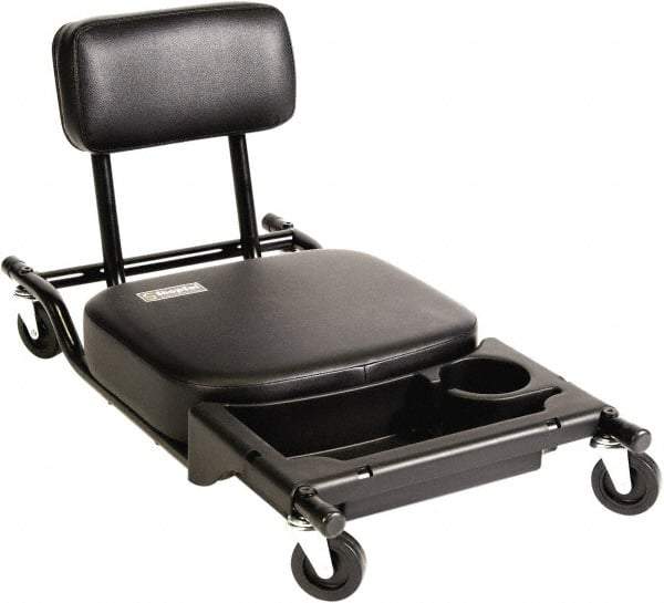 ShopSol - 300 Lb Capacity, 4 Wheel Creeper Seat - Steel/Vinyl, 32" Long x 18" Overall Height x 16" Wide - Exact Tool & Supply