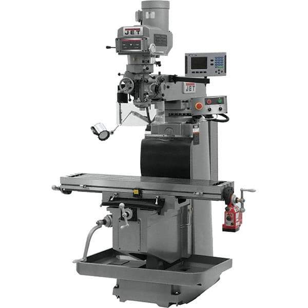 Jet - 54" Table Width x 12" Table Length, Electronic Variable Speed Control, 3 Phase Knee Milling Machine - R8 Spindle Taper, 5 hp - Exact Tool & Supply