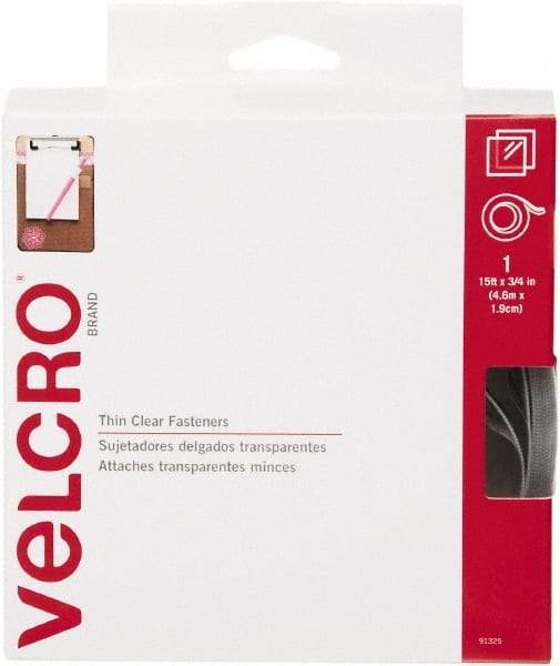 VELCRO Brand - 3/4" Wide x 5 Yd Long Adhesive Backed Hook & Loop Roll - Continuous Roll, Clear - Exact Tool & Supply
