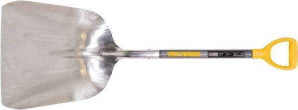 True Temper - 19-1/4" High x 15-3/8" Wide Square Aluminum Scoop - 27" Long Wood D-Grip Handle, No Step - Exact Tool & Supply