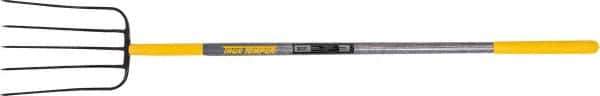 True Temper - Manure Fork with 48" Long Wood Handle - 5 Tines, 12" Tine Length - Exact Tool & Supply