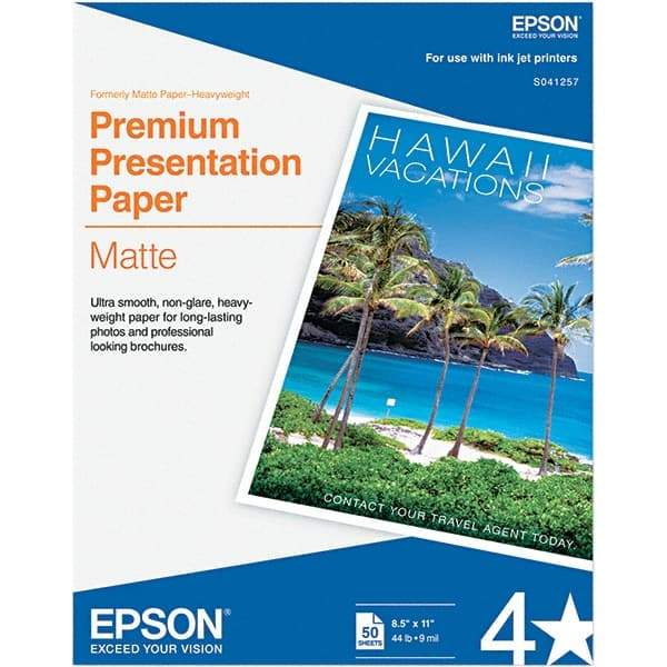 Epson - 8-1/2" x 11" Bright White Photo Paper - Use with Inkjet Printers - Exact Tool & Supply