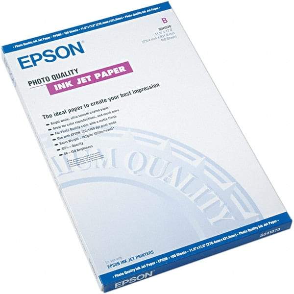 Epson - 11" x 17" Bright White Photo Paper - Use with Inkjet Printers - Exact Tool & Supply