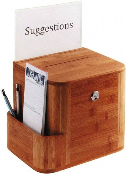 Safco - 10" Wide x 8" Deep x 14" High, Suggestion Box - Cherry - Exact Tool & Supply