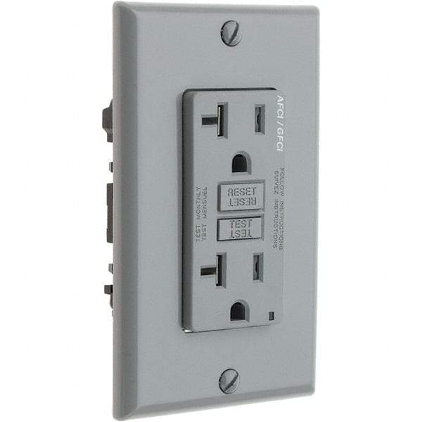 Leviton - GFCI Receptacles Grade: Commercial Color: Gray - Exact Tool & Supply