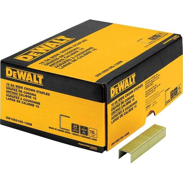 DeWALT - 1" Long x 1/16" Wide, 16 Gauge Crowned Construction Staple - Steel, Galvanized Finish - Exact Tool & Supply