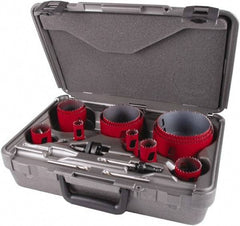 M.K. MORSE - 16 Piece, 3/4" to 4-1/2" Saw Diam, Plumber's Hole Saw Kit - Bi-Metal, Toothed Edge, Pilot Drill Model No. MAPD301, Includes 5 Hole Saws - Exact Tool & Supply