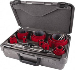 M.K. MORSE - 25 Piece, 3/4" to 4-3/4" Saw Diam, Contractor's Hole Saw Kit - Bi-Metal, Toothed Edge, Pilot Drill Model No. MAPD301, Includes 5 Hole Saws - Exact Tool & Supply