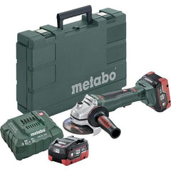 Metabo - 4-1/2" Wheel Diam, 9,000 RPM, Cordless Angle & Disc Grinder - 5/8-11 Spindle - Exact Tool & Supply