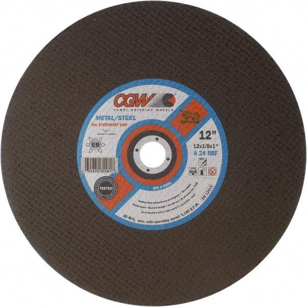 Camel Grinding Wheels - 20" 30 Grit Aluminum Oxide Cutoff Wheel - 7/32" Thick, 1" Arbor, 3,100 Max RPM - Exact Tool & Supply
