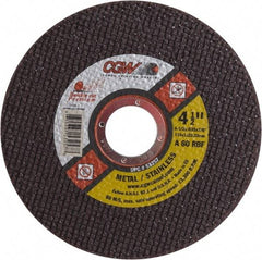 Camel Grinding Wheels - 4-1/2" 60 Grit Aluminum Oxide Cutoff Wheel - 0.035" Thick, 7/8" Arbor, 13,300 Max RPM - Exact Tool & Supply