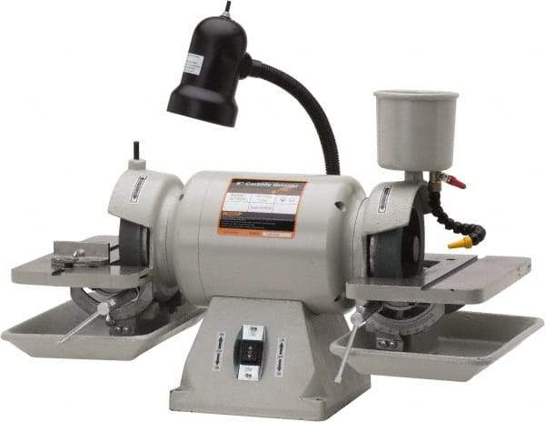 Enco - 6" Wheel Diam x 1" Wheel Width, 1/2 hp Carbide Grinder - 1-1/4" Arbor Hole Diam, 1 Phase, 3,450 Max RPM, 120 Volts - Exact Tool & Supply