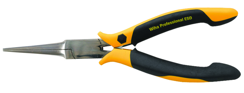 Long Needle Nose Pliers; Straight; Serrated Jaws ESD Safe Precision - Exact Tool & Supply
