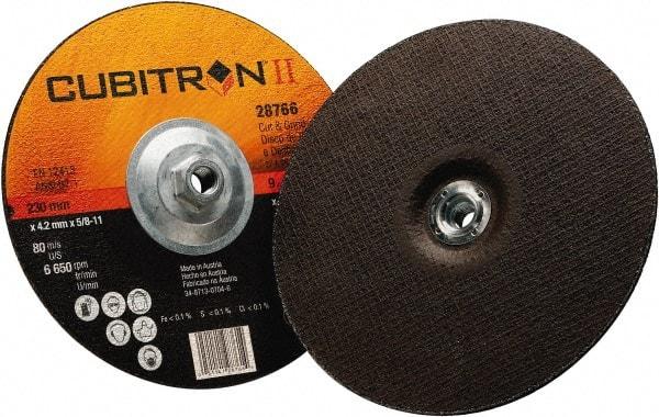 3M - 36 Grit, 9" Wheel Diam, 1/8" Wheel Thickness, Type 27 Depressed Center Wheel - Ceramic, 6,650 Max RPM - Exact Tool & Supply
