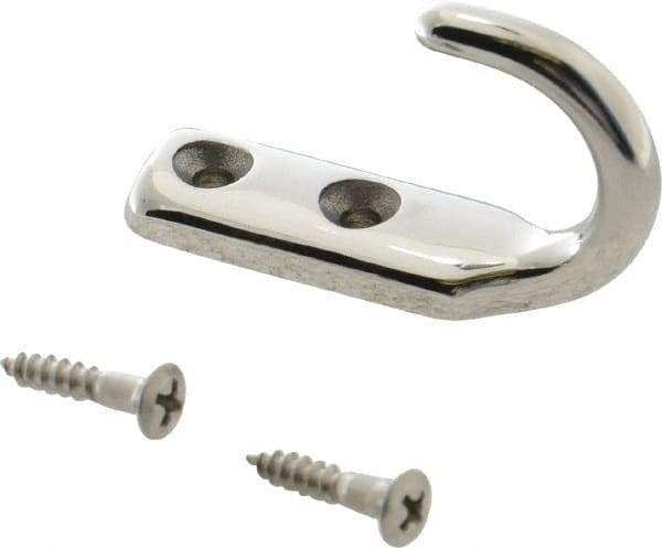 Sugatsune - 19/32" Wide x 2-1/8" High x 7/32" Thick, Wall Hook - 1-1/4" Projection, Polished - Exact Tool & Supply