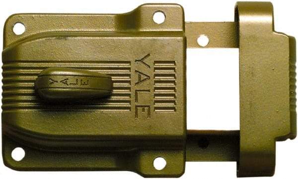 Yale - 1-1/8 to 2-1/4" Door Thickness, Brass Lacquer Finish, 112-1/4F Rimlock Deadbolt - Rim Cylinder - Exact Tool & Supply