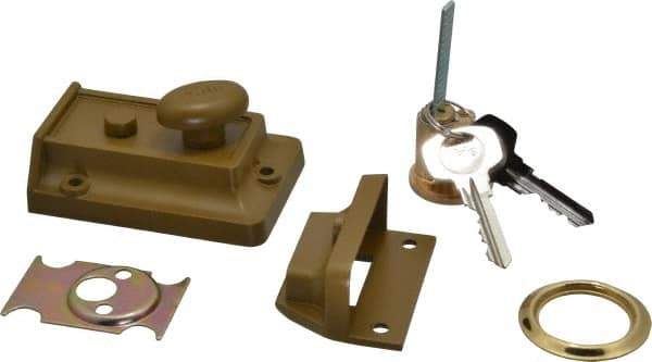 Yale - 1-1/8 to 2-1/4" Door Thickness, US3/Bright Brass Finish, Latch Deadbolt - Rim Cylinder - Exact Tool & Supply