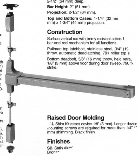 Yale - Flatbars Hand: Left Hand Rating: Panic Rated - Exact Tool & Supply