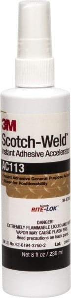 3M - 8 oz Bottle Amber Instant Adhesive - Series AC113, Bonds to Metal, Plastic & Rubber - Exact Tool & Supply