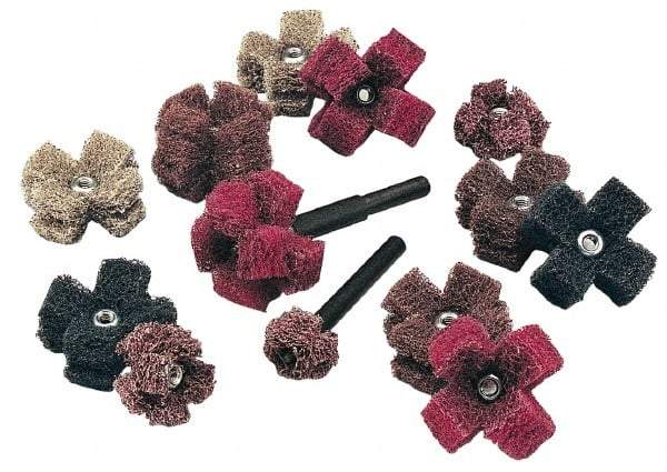 Standard Abrasives - 3" Diam Medium Density Cross Buff - 2 Plys, 1/4-20 Thread, Coarse Grade, 8,000 Max RPM - Exact Tool & Supply
