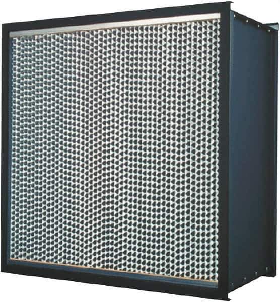 Made in USA - 24" High x 12" Wide 11-1/2" Deep, 99.97% Capture Efficiency, HEPA Air Filter - Microfiber Paper Media, Galvanized Steel Frame, 500 FPM Max, 1,000 CFM, 180°F Max, Use with Hospitals & Clean Rooms - Exact Tool & Supply