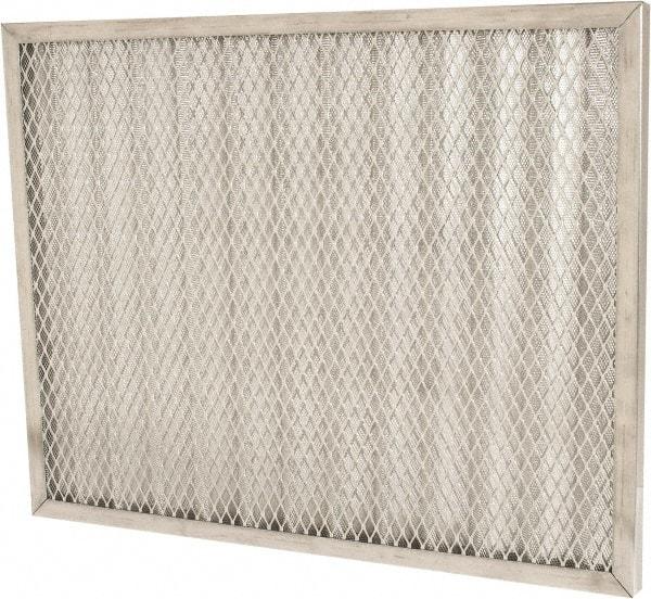 Made in USA - 16" Noml Height x 20" Noml Width x 1" Noml Depth, 71% Capture Efficiency, Permanent Air Filter - MERV 7, Aluminum Cloth & Mesh, Integrated Aluminum Frame, 300 Max FPM, 640 CFM, For Any Unit - Exact Tool & Supply