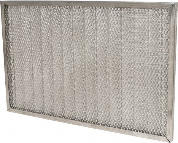 Made in USA - 16" Noml Height x 25" Noml Width x 1" Noml Depth, 71% Capture Efficiency, Permanent Air Filter - MERV 7, Aluminum Cloth & Mesh, Integrated Aluminum Frame, 300 Max FPM, 640 CFM, For Any Unit - Exact Tool & Supply