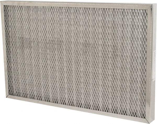 Made in USA - 16" Noml Height x 25" Noml Width x 2" Noml Depth, 76% Capture Efficiency, Permanent Air Filter - MERV 7, Aluminum Cloth & Mesh, Integrated Aluminum Frame, 300 Max FPM, 640 CFM, For Any Unit - Exact Tool & Supply