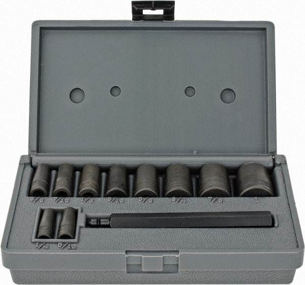 Lang - 11 Piece, 1/4 to 1", Hollow Punch Set - Exact Tool & Supply