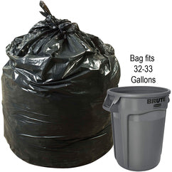 33 gal, .90 mil, Black, 33″ × 39″ Revolution Bag Hercules Recycled Low Density Can Liners - Case of 150 - Exact Tool & Supply