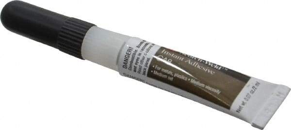 3M - 0.07 oz Tube Clear Instant Adhesive - Series CA-8, 5 to 10 sec Working Time, 24 hr Full Cure Time, Bonds to Cardboard, Cork Board, Fabric, Fiberglass, Foam, Metal, Paper, Plastic, Rubber & Vinyl - Exact Tool & Supply