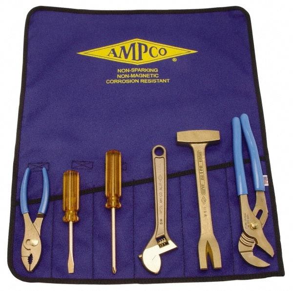 Ampco - 6 Piece Nonsparking Tool Set - Comes in Tool Roll - Exact Tool & Supply
