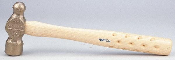 Ampco - 2 Lb Head Bronze Nonsparking Ball Pein Hammer - Hickory Handle - Exact Tool & Supply