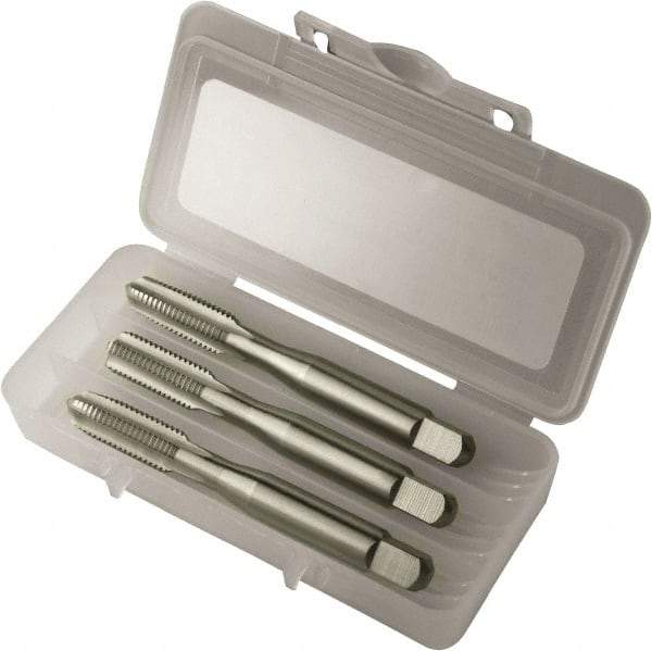 Vermont Tap & Die - M3.5x0.60 Metric, 4 Flute, Bottoming, Plug & Taper, Bright Finish, High Speed Steel Tap Set - Right Hand Cut, 2" OAL, 11/16" Thread Length, 6H Class of Fit, Series 3105M - Exact Tool & Supply