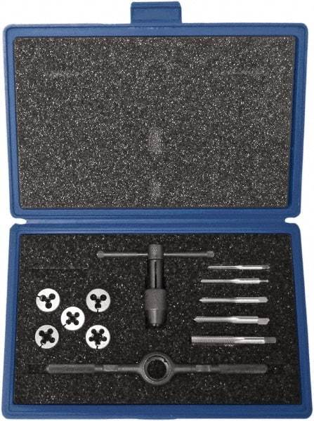 Vermont Tap & Die - M6x1.00 to M12x1.75 Tap, Metric, Tap and Die Set - Carbon Steel, High Speed Steel Taps, Adjustable - Exact Tool & Supply